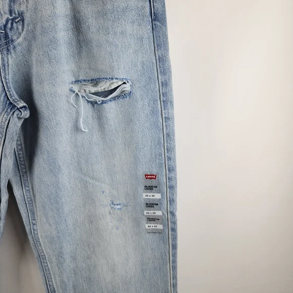 Levi's Silvertab Loose Fit Distressed Light Blue Jeans Mens Size 32x32 NWT